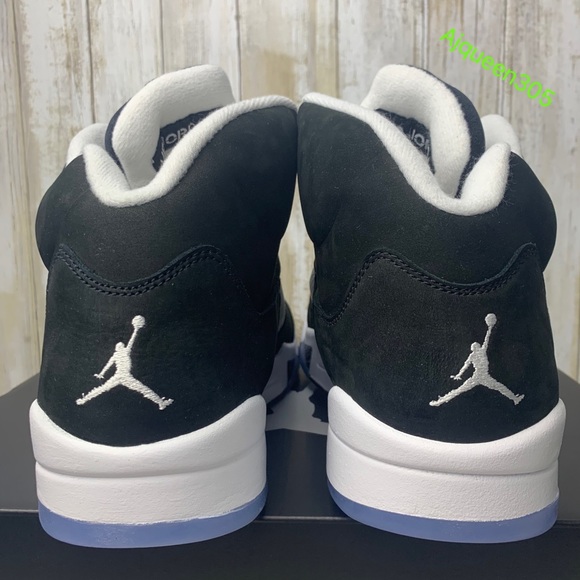 Air Jordan 5 Retro Moonlight Oreo Men’s Black Light Blue White - Picture 4 of 6